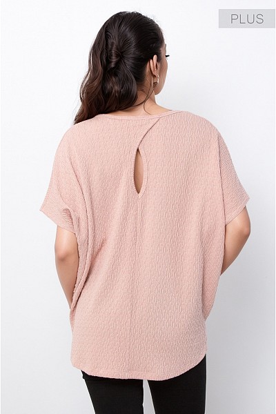 PT11624PLUS TEXTURED BACK KEYHOLE DOLMAN